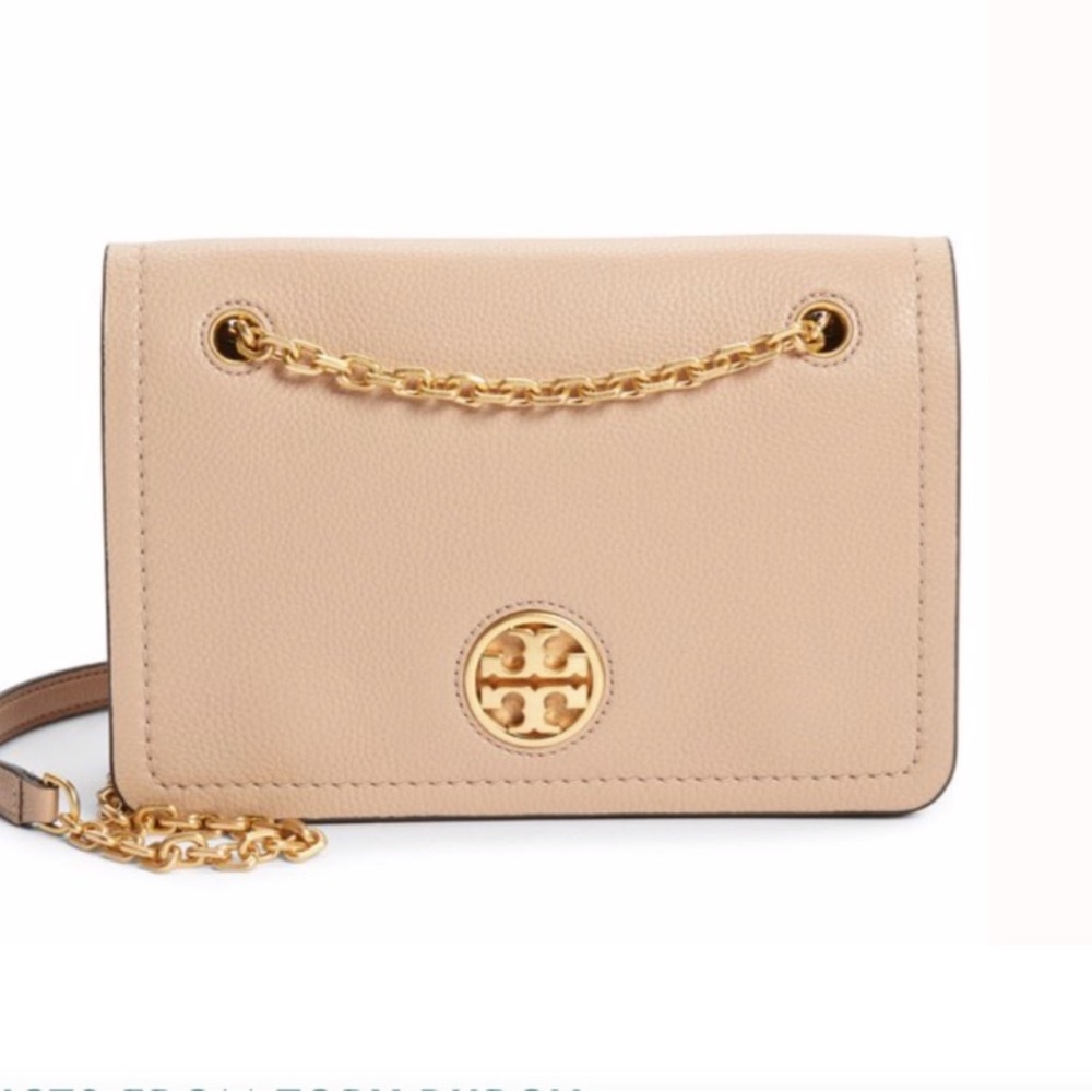 💯 Tory Burch Carson Convertible Leather Crossbody Bag In Devon Sand - Picture 3 of 12